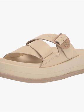 Chaco Women's Beige Platform Towne Slide Sandals with Buckle
